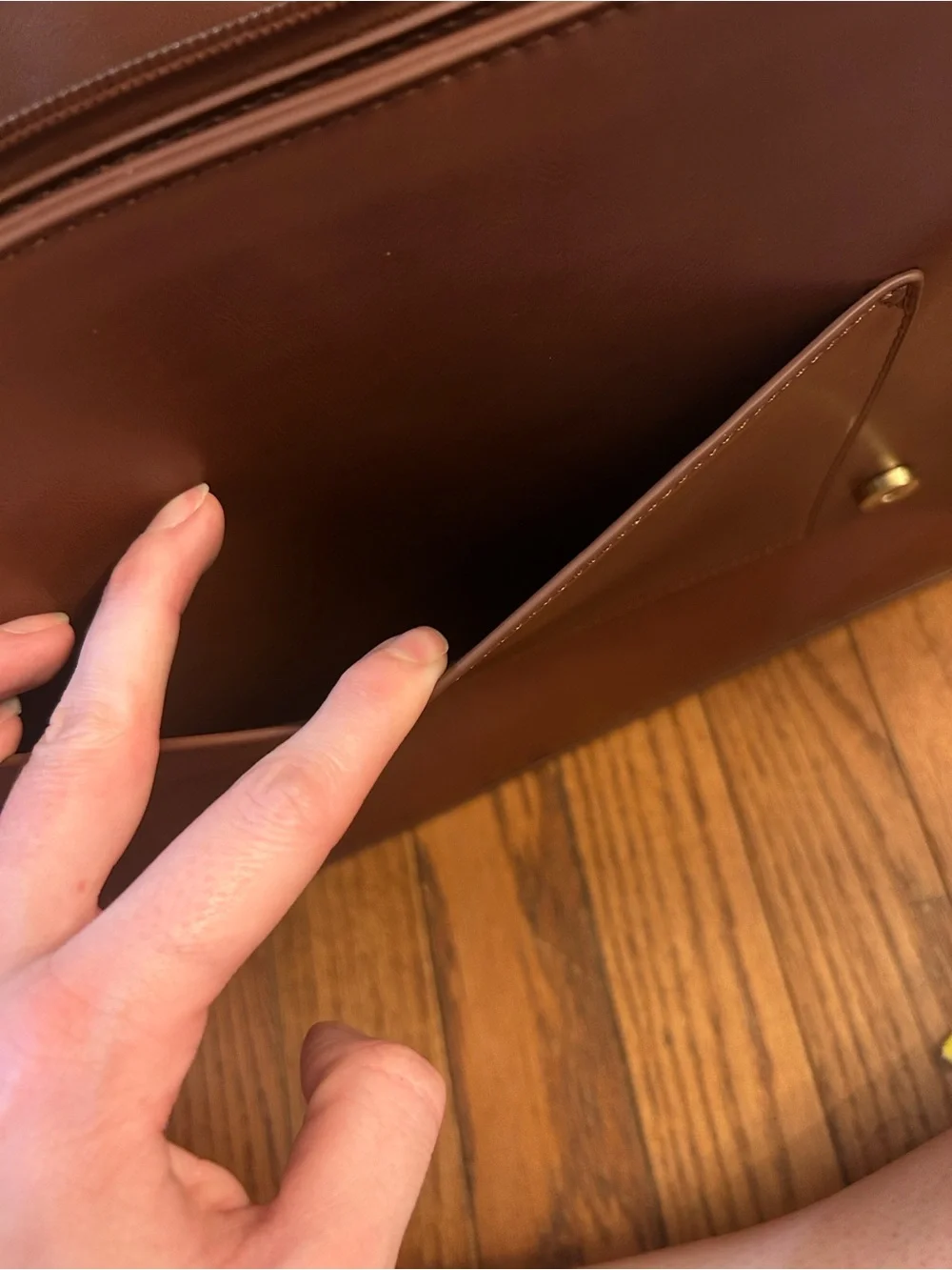 Classic Brown Laptop Tote with Detachable Strap